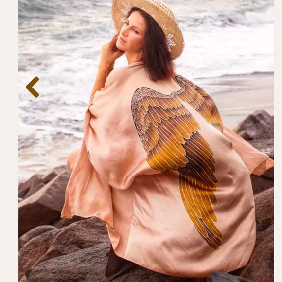 Warriors of the Divine 100% Silk Classic Angel Wing Kimono in Champagne / Blush - Picture 4 of 9